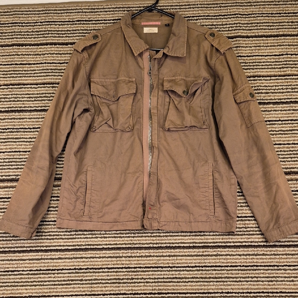 APOLIS Global Citizen Tan Green Cotton USA Mens Small Full Zip Military‎ Jacket